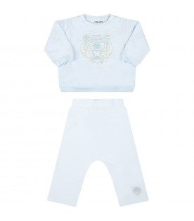 Light-blue tracksuit for baby boy with tiger