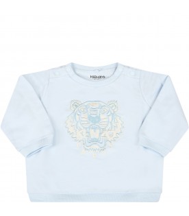 Light-blue tracksuit for baby boy with tiger