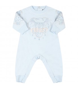 Light-blue babygrow for baby boy with elephant
