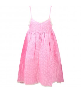 Pink dress for girl with logos