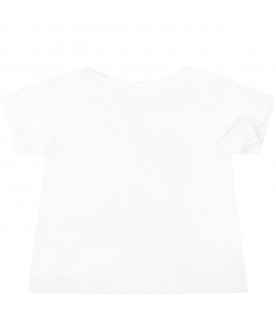 White t-shirt for baby girl with logo