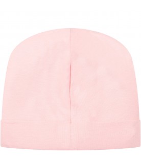 Pink hat for baby girl with Teddy bear