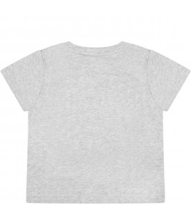 Grey t-shirt for baby kids with Teddy bear