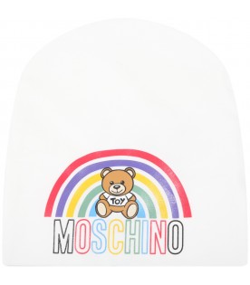 White hat for baby kids with rainbow