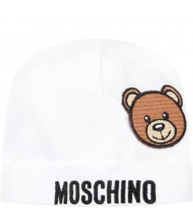 White hat for baby kids with Teddy bear