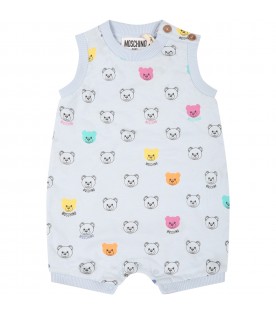 Light-blue romper for baby boy with teddy bears