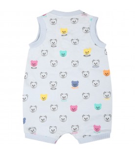 Light-blue romper for baby boy with teddy bears