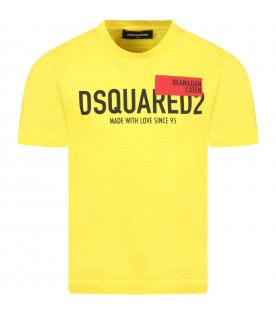 Yellow T-shirt for boy with black logo