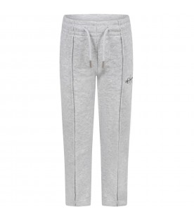 Gray sweatpants for kids with black logo