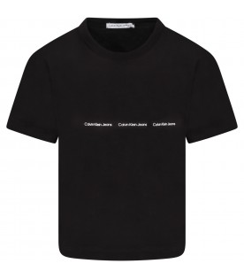 Black T-shirt for kids with white logo