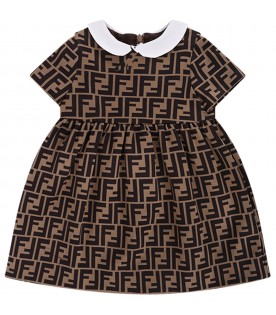 Brown dress for baby girl with double FF