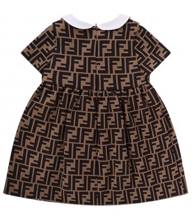 Brown dress for baby girl with double FF