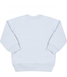 Light-blue sweatshirt for baby boy with tiger and logo