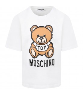 White t-shirt for kids with teddy bear