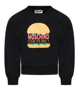 Black sweatshirt for girl with sandwich