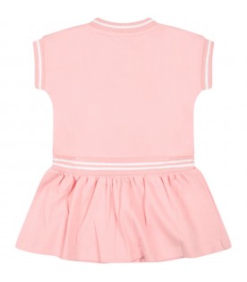 Pink dress for baby girl with teddy bear