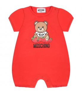Red set for baby girl with teddy bear