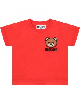 Red t-shirt for baby kids with Teddy bear