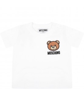 White t-shirt for baby kids with Teddy bear