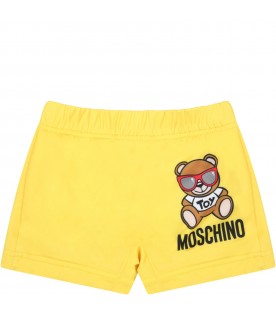 Yellow swimsuit for baby boy with teddy bear