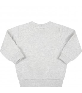 Gray sweatshirt for baby boy with tiger and logo