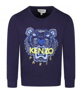 Blue sweatshirt for kids with tiger