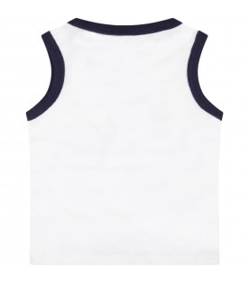White tank top for boy with logo