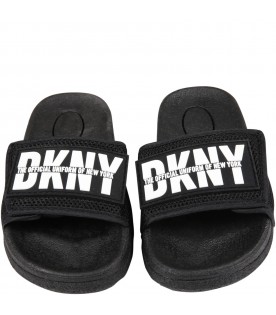 Black sandals for girl with logo