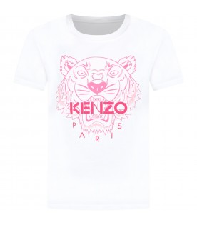 White t-shirt for girl with tiger