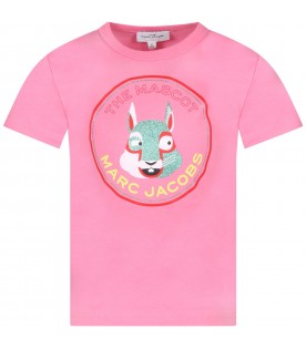 Pink t-shirt for girl with rabbit
