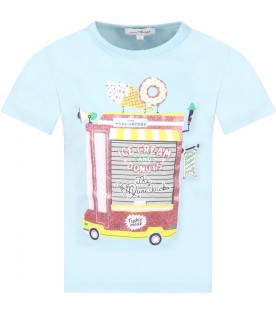 Light blue t-shirt for girl with print