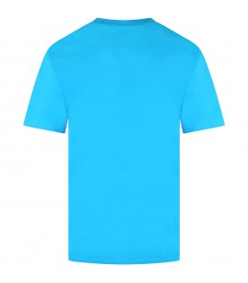 T-shirt azzurra per bambino con polaroid