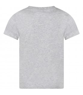 Grey t-shirt for boy with buildings