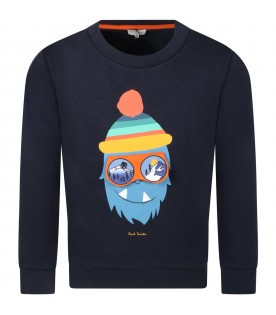 Blue sweatshirt for boy with monster