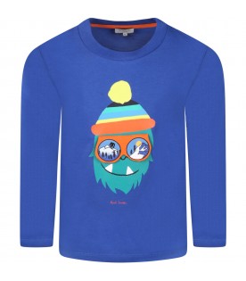 Blue t-shirt for boy with monster