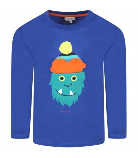 Blue t-shirt for boy with monster
