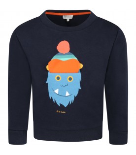 Blue sweatshirt for boy with monster