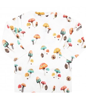 White t-shirt for baby boy with mushrooms