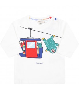 White t-shirt for baby boy with monsters