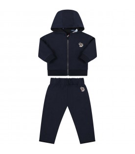 Blue tracksuit for baby boy with prints