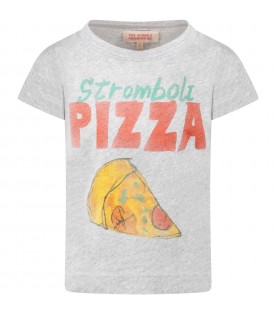 Grey t-shirt for kids with pizza