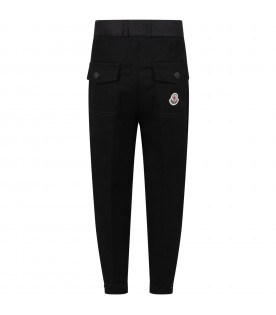 Black trousers for boy with iconic patch
