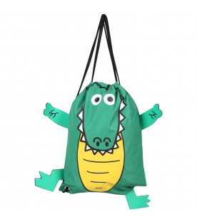 Green bag for kids with crocodile