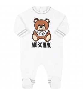 White babygrow for baby kids with teddy bear