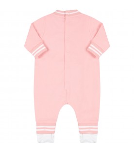 Pink babygrow for baby girl with teddy bear