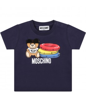 Blue t-shirt for baby boy with teddy bear