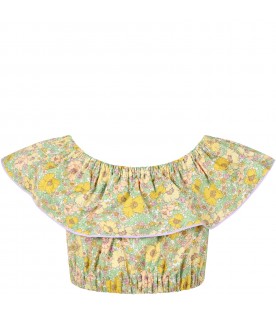 Multicolor top for girl with flowers