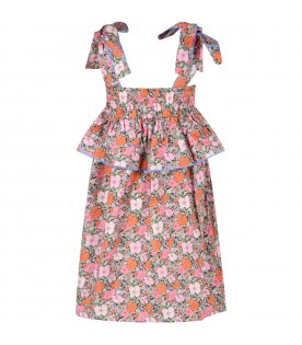 Multicolor dress for girl with flowers