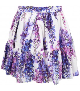 White skirt for girl with wisterias