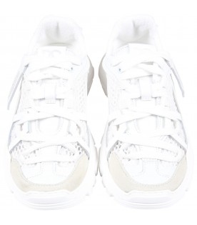 White sneakers for kids with logo